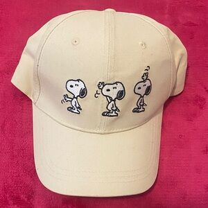 Snoopy Embroidered Cream Baseball Cap